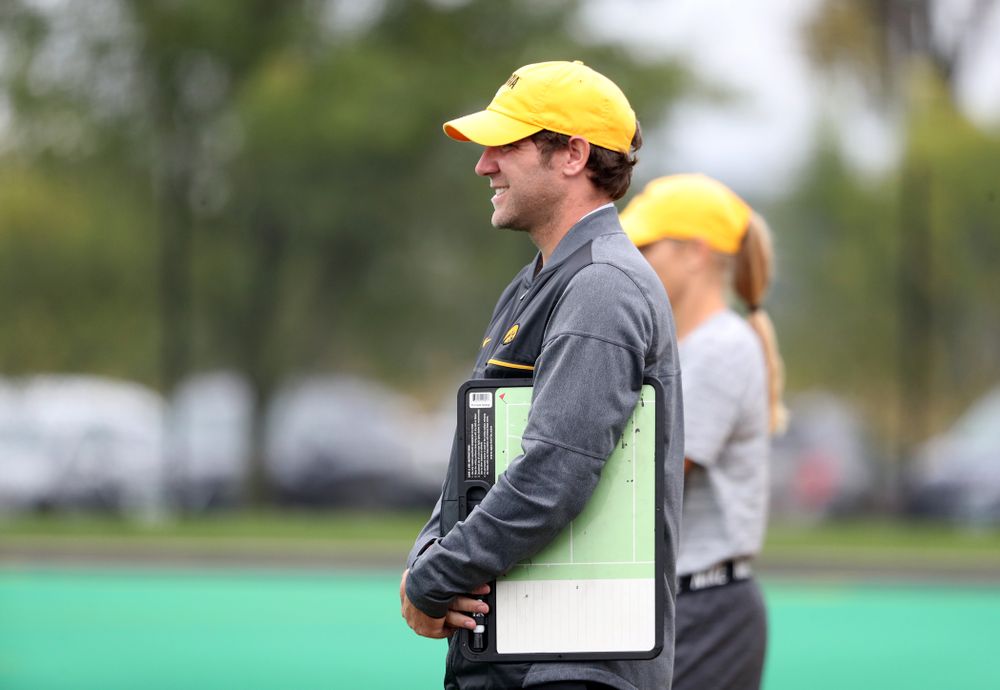 Iowa Hawkeyes assistant coach Michael Boal during a 2-1 victory against the Ohio State Buckeyes Friday, September 27, 2019 at Grant Field. (Brian Ray/hawkeyesports.com)