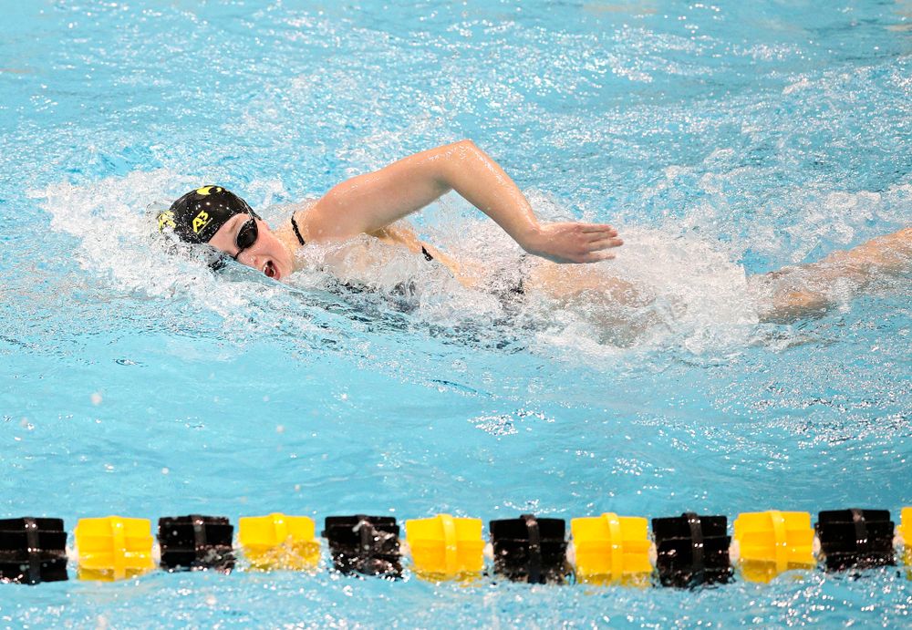 Iowa’s Kelsey Drake swims the women’s 200 yard freestyle event during their meet at the Campus Recreation and Wellness Center in Iowa City on Friday, February 7, 2020. (Stephen Mally/hawkeyesports.com)