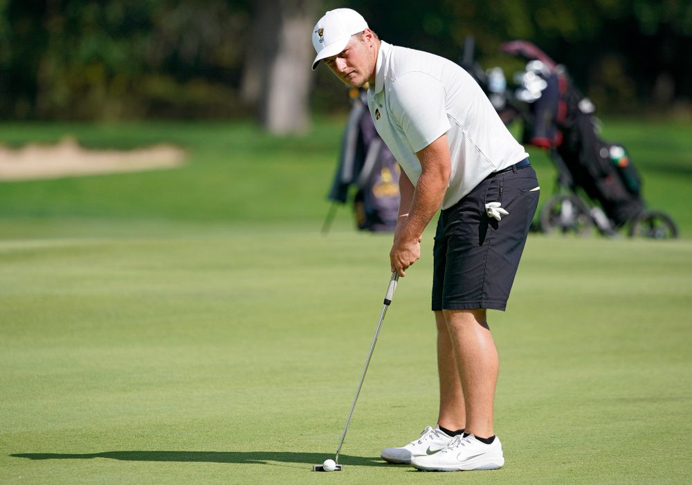 Iowa’s Alex Schaake putts during the second day of the Golfweek Conference Challenge at the Cedar Rapids Country Club in Cedar Rapids on Monday, Sep 16, 2019. (Stephen Mally/hawkeyesports.com)