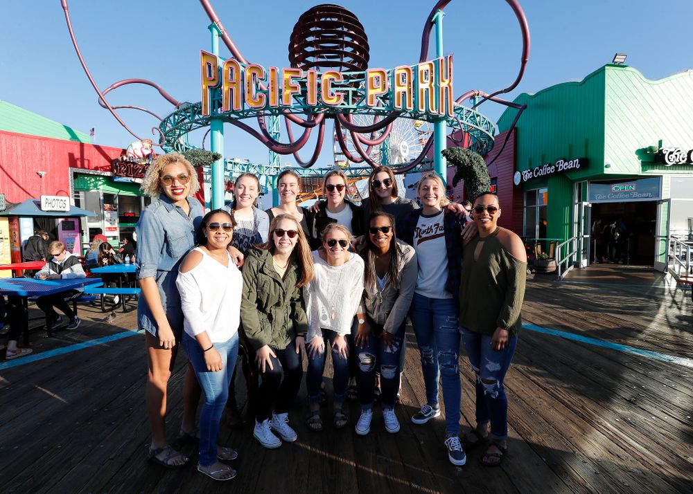 The Iowa Hawkeyes in Pacific Park on the Santa Monica Pier Thursday, March 15, 2018 in Santa Monica. (Brian Ray/hawkeyesports.com)