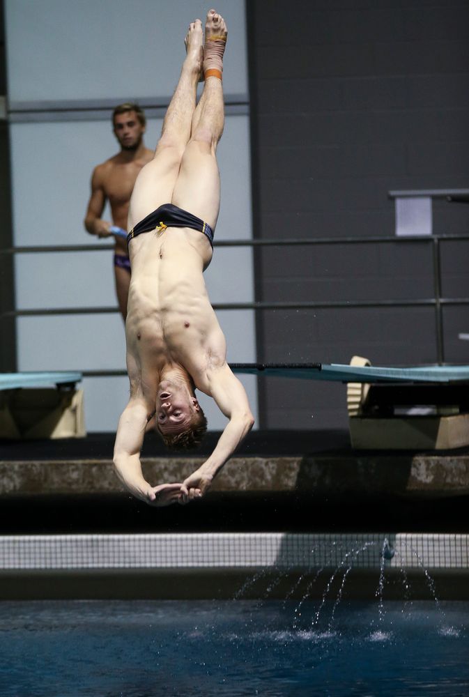 Iowa's William Brenner competes in the men's 1-meter springboard competition during the third day of the Hawkeye Invitational at the Campus Recreation and Wellness Center on November 16, 2018. (Tork Mason/hawkeyesports.com)