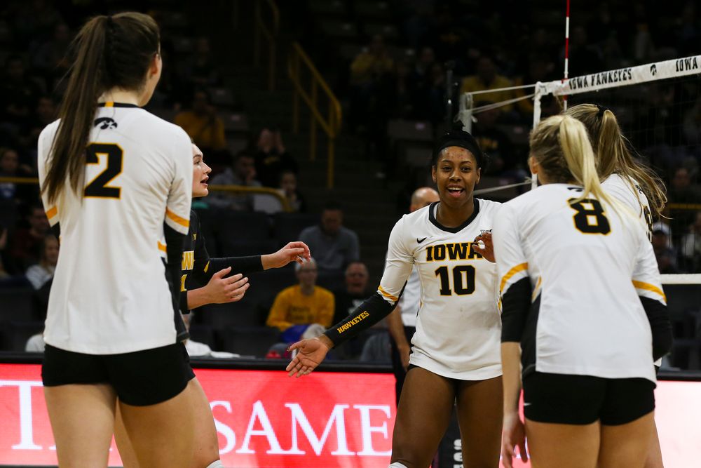 Iowa Hawkeyes outside hitter Griere Hughes (10) during Iowa volleyball vs Maryland on Saturday, November 30, 2019 at Carver-Hawkeye Arena. (Lily Smith/hawkeyesports.com)