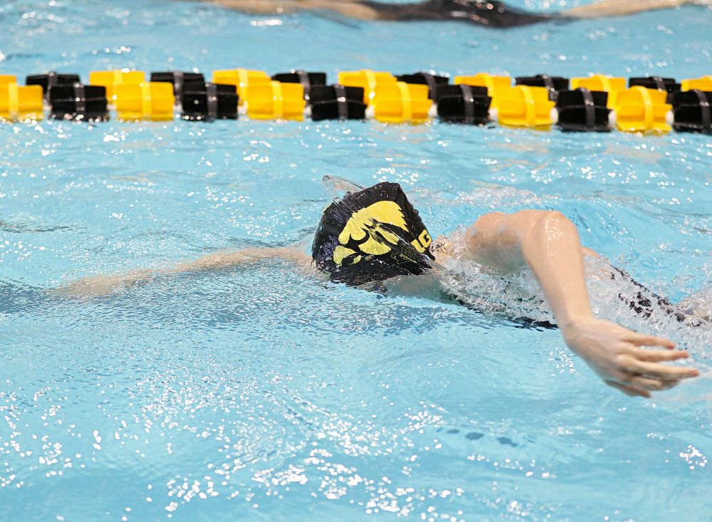 Iowa’s Macy Rink swims in the women’s 100 yard freestyle preliminary event during the 2020 Women’s Big Ten Swimming and Diving Championships at the Campus Recreation and Wellness Center in Iowa City on Saturday, February 22, 2020. (Stephen Mally/hawkeyesports.com)