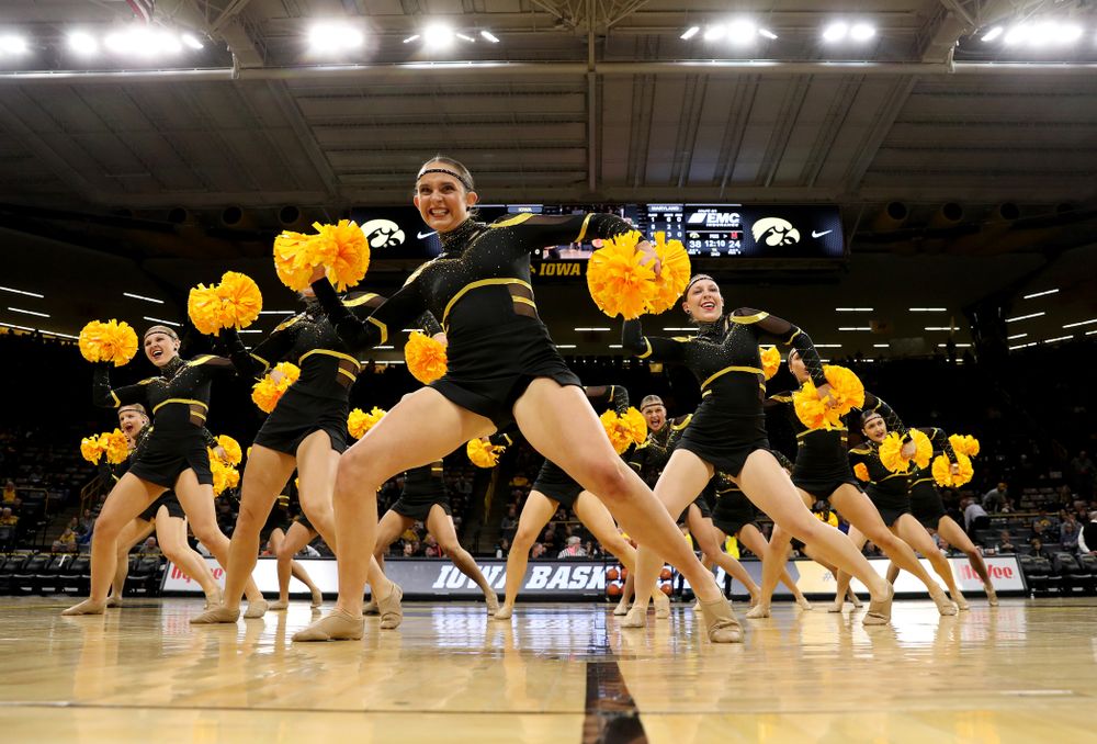 The Iowa Dance Team performs at halftime against the Maryland Terrapins Friday, January 10, 2020 at Carver-Hawkeye Arena. (Brian Ray/hawkeyesports.com)