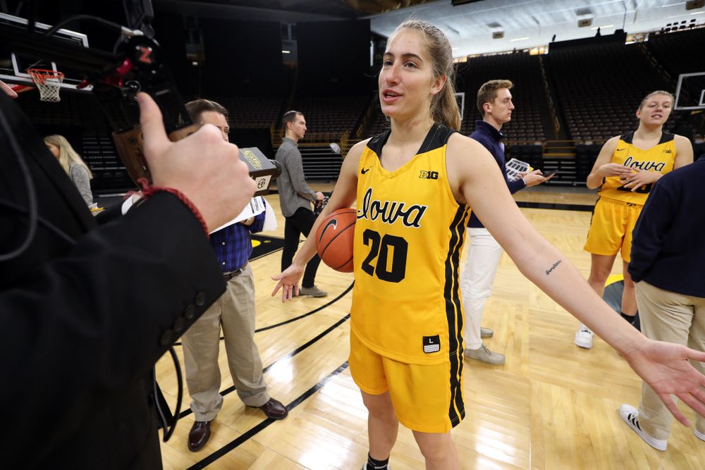 Iowa Hawkeyes guard Kate Martin (20) during the teamÕs annual media day Thursday, October 24, 2019 at Carver-Hawkeye Arena. (Brian Ray/hawkeyesports.com)