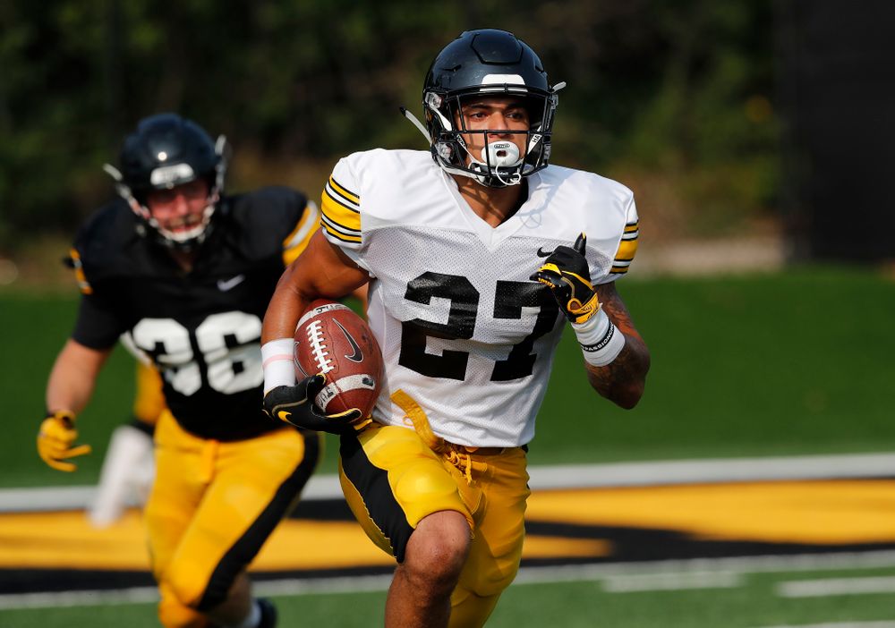 Iowa Hawkeyes defensive back Amani Hooker (27) during camp practice No. 16 Tuesday, August 21, 2018 at the Hansen Football Performance Center. (Brian Ray/hawkeyesports.com)