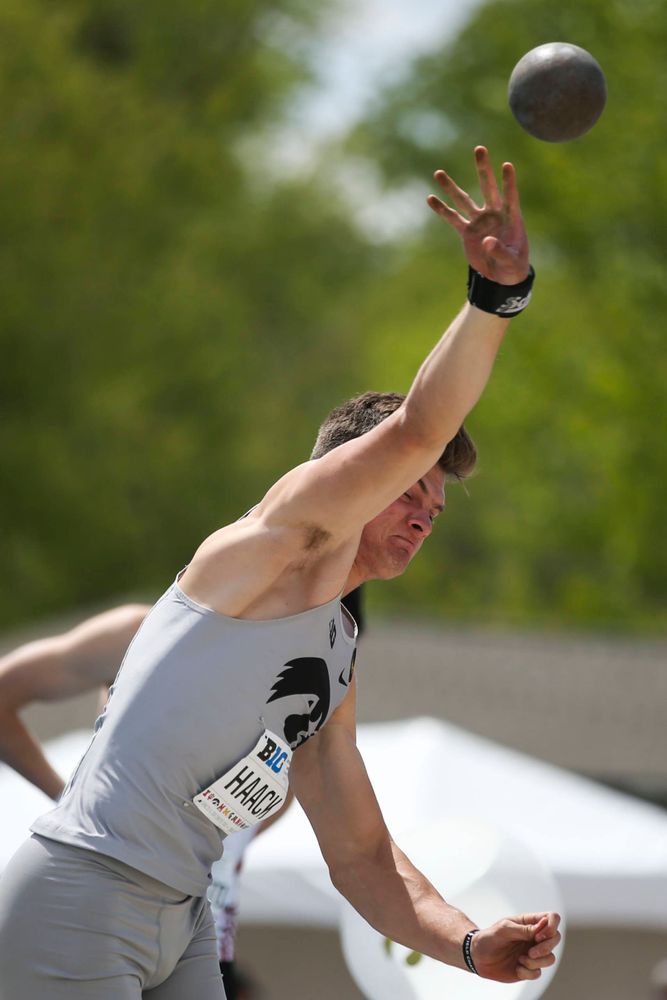 Iowa's Peyton Haack during men's shot put at Big Ten Outdoor Track and Field Championships at Francis X. Cretzmeyer Track on Friday, May 10, 2019. (Lily Smith/hawkeyesports.com)