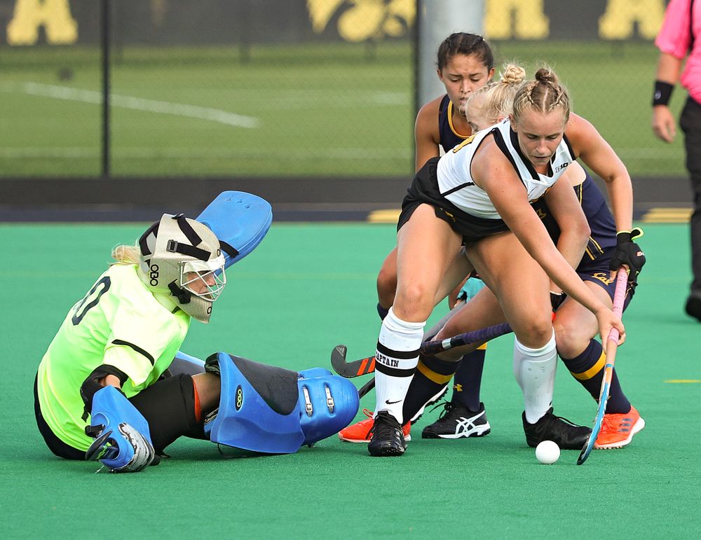 Iowa’s Katie Birch (11) scores a goal during the fourth quarter of their game at Grant Field in Iowa City on Friday, Sep 13, 2019. (Stephen Mally/hawkeyesports.com)