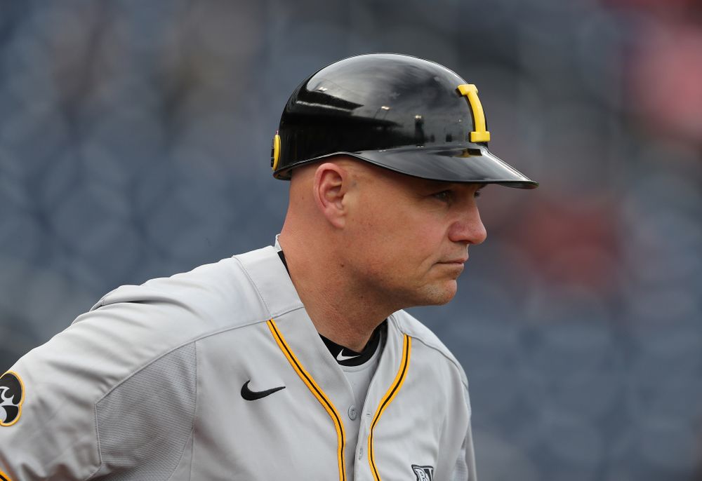 Assistant coach Robin Lund against the Indiana Hoosiers in the first round of the Big Ten Baseball Tournament Wednesday, May 22, 2019 at TD Ameritrade Park in Omaha, Neb. (Brian Ray/hawkeyesports.com)