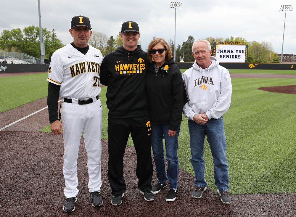 Student Manager  T.J. Feldman during senior day festivities before their game against Michigan State Sunday, May 12, 2019 at Duane Banks Field. (Brian Ray/hawkeyesports.com)