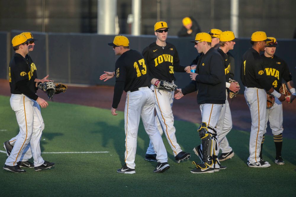 The Iowa baseball team at the game vs. Bradley on Tuesday, March 26, 2019 at (place). (Lily Smith/hawkeyesports.com)