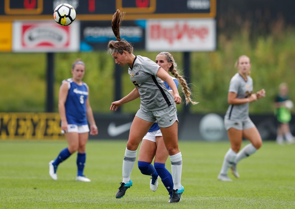 Iowa Hawkeyes Riley Whitaker (5) against Indiana State Sunday, August 26, 2018 at the Iowa Soccer Complex. (Brian Ray/hawkeyesports.com)