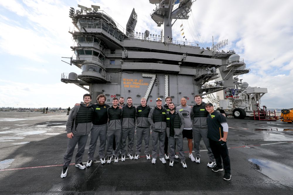 The Specialists during a tour of the USS Theodore Roosevelt (CVN-71) Tuesday, December 24, 2019 at the Naval Base Coronado. (Brian Ray/hawkeyesports.com)