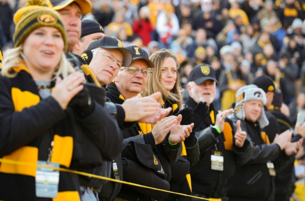 University of Iowa letterwinners form a tunnel on senior day before their game at Kinnick Stadium in Iowa City on Saturday, Nov 23, 2019. (Stephen Mally/hawkeyesports.com)