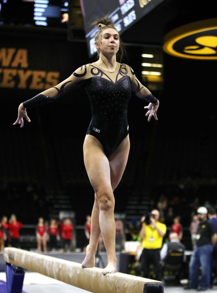 Iowa's Bridget Killian competes on the beam during their meet against Southeast Missouri State Friday, January 11, 2019 at Carver-Hawkeye Arena. (Brian Ray/hawkeyesports.com)