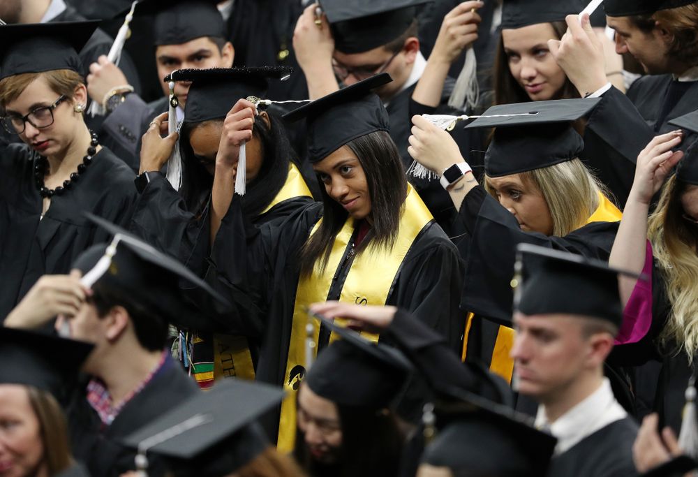 Iowa Track's Alexis Gay and Briana Guillory during the Fall Commencement Ceremony  Saturday, December 15, 2018 at Carver-Hawkeye Arena. (Brian Ray/hawkeyesports.com)
