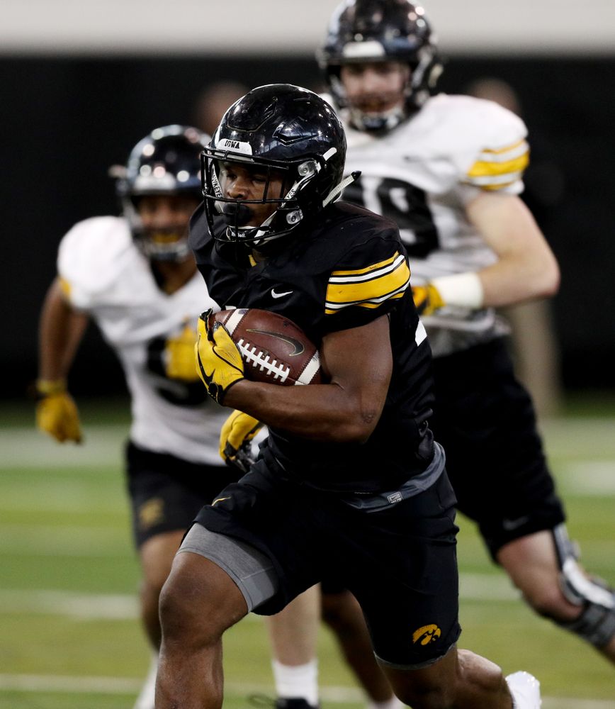 Iowa Hawkeyes running back Mekhi Sargent (10) during practice Wednesday, December 12, 2018 at the Hansen Football Performance Center in preparation for the Outback Bowl game against Mississippi State. (Brian Ray/hawkeyesports.com)