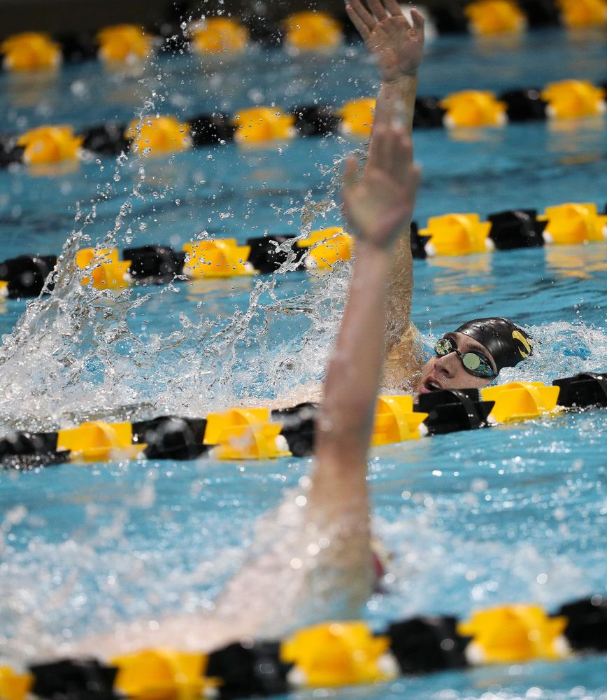 Iowa's Michael Tenney competes in the 400-yard individual medley during a meet against Michigan and Denver at the Campus Recreation and Wellness Center on November 3, 2018. (Tork Mason/hawkeyesports.com)