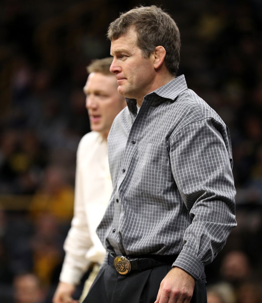 Head Coach Tome Brands as Iowa's Cash Wilcke wrestles Purdue's Max Lyon at 184 pounds Saturday, November 24, 2018 at Carver-Hawkeye Arena. (Brian Ray/hawkeyesports.com)