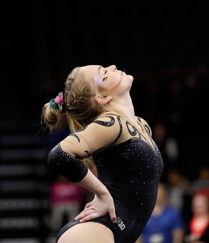 Iowa's Charlotte Sullivan competes on the floor 