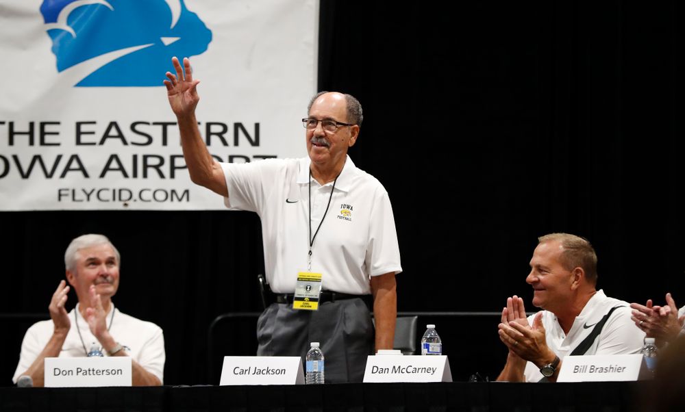 The 1983 Hawkeye Football Coaching Staff at Fry Fest Friday, August 31, 2018 in Coralville. (Brian Ray/hawkeyesports.com)