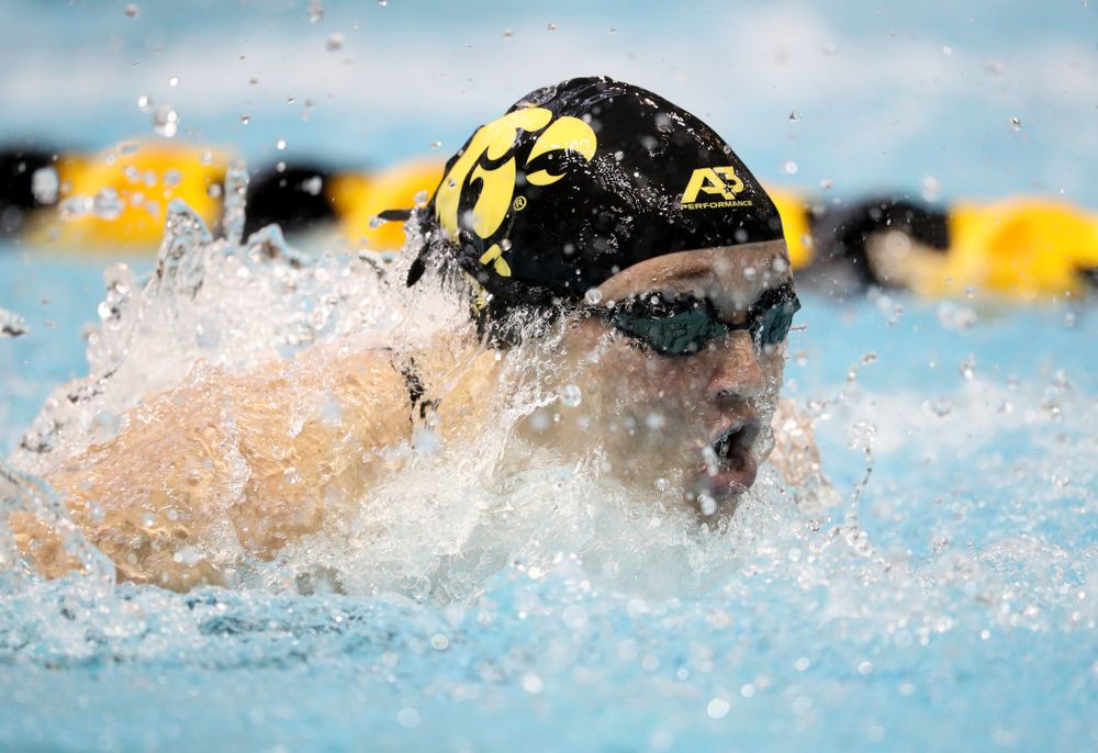 IowaÕs Grace Reeder competes in the 200 yard butterfly against Notre Dame and Illinois Saturday, January 11, 2020 at the Campus Recreation and Wellness Center.  (Brian Ray/hawkeyesports.com)