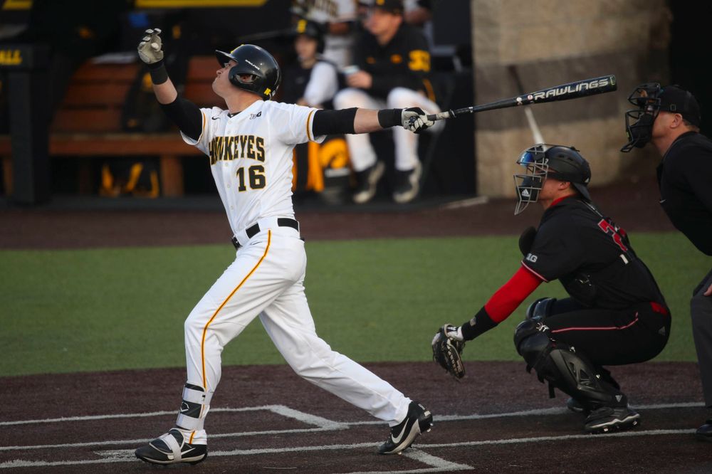 Iowa infielder Tanner Wetrich  at game 1 vs Rutgers on Friday, April 5, 2019 at Duane Banks Field. (Lily Smith/hawkeyesports.com)