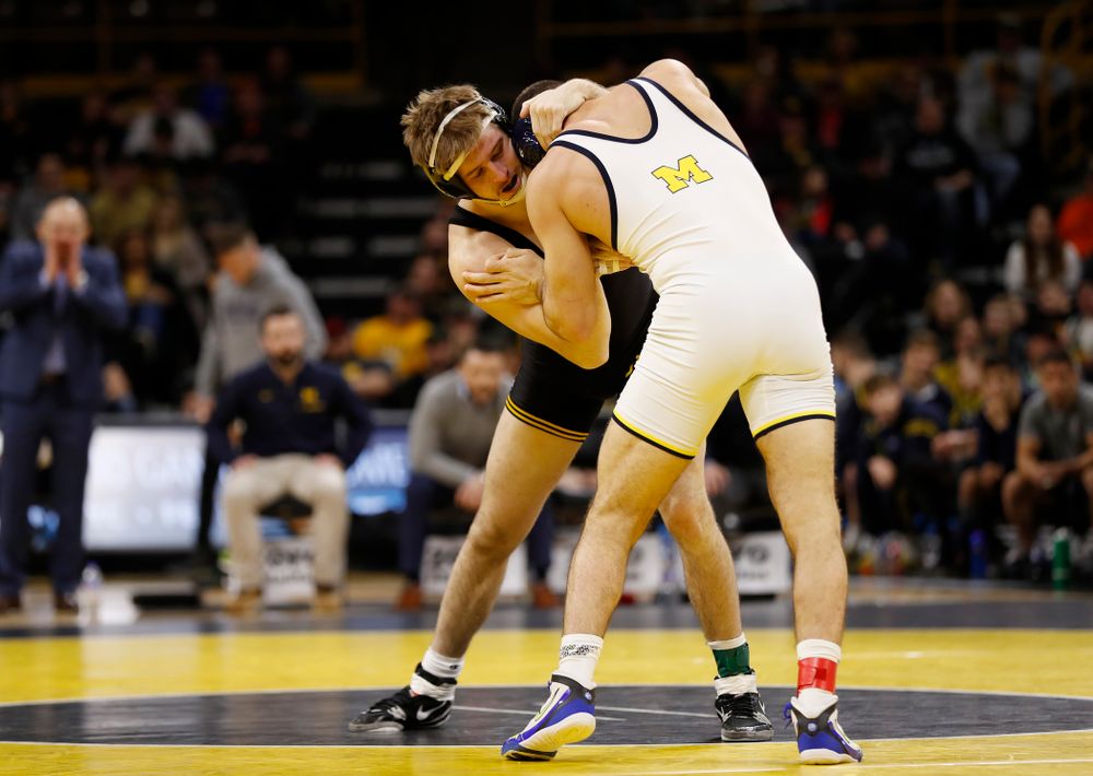 Iowa's Mitch Bowman against Michigan's Domenic Abounader at 184 pounds 