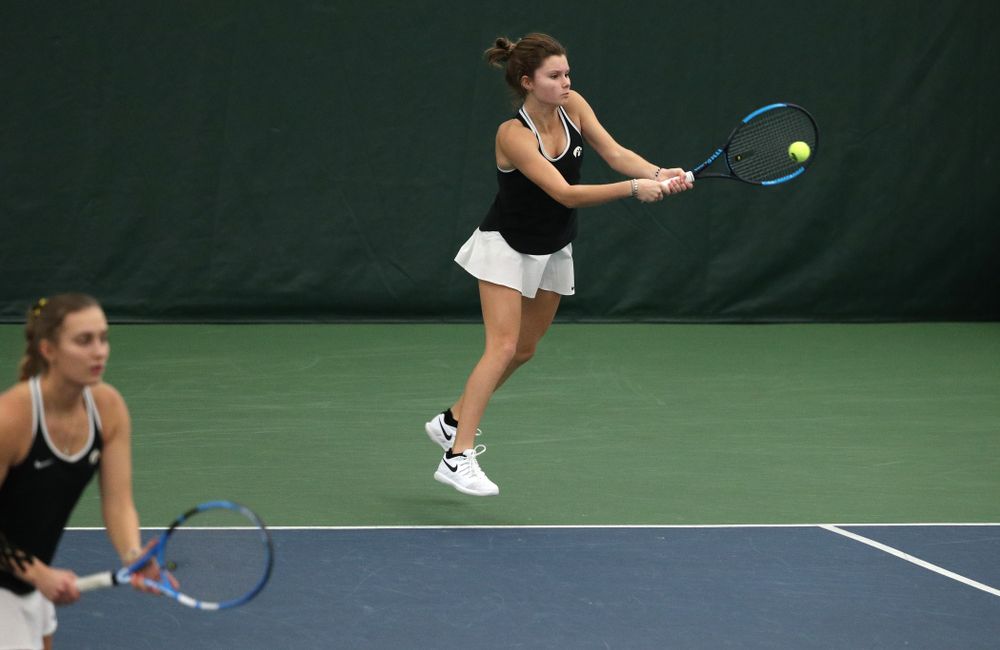 Iowa's Cloe Ruette during a doubles match against North Texas Sunday, January 20, 2019 at the Hawkeye Tennis and Recreation Center. (Brian Ray/hawkeyesports.com)