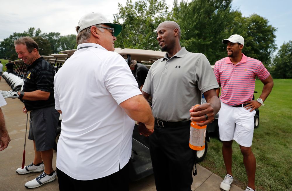 Kenyon Murray and Mike Street during the  2018 Chris Street Memorial Golf Outing Monday, August 27, 2018 at Finkbine Golf Course. (Brian Ray/hawkeyesports.com)