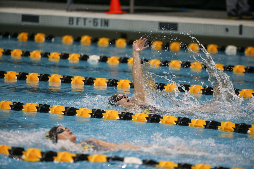 Iowa’s Zoe Pawloski swims the 200-yard backstroke during the Iowa swimming and diving meet vs Notre Dame and Illinois on Saturday, January 11, 2020 at the Campus Recreation and Wellness Center. (Lily Smith/hawkeyesports.com)