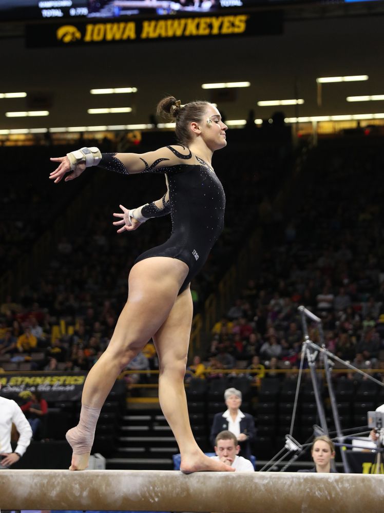 Iowa's Allie Gilchrist competes on the beam during their meet against Southeast Missouri State Friday, January 11, 2019 at Carver-Hawkeye Arena. (Brian Ray/hawkeyesports.com)
