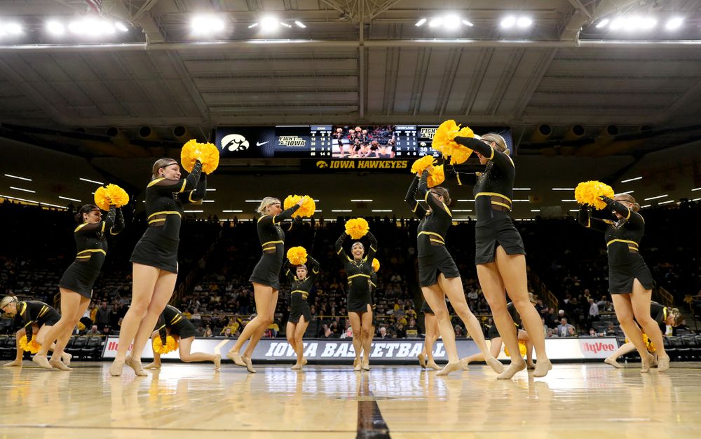 The Iowa Dance Team performs at halftime of the Iowa Hawkeyes game against the Maryland Terrapins Friday, January 10, 2020 at Carver-Hawkeye Arena. (Brian Ray/hawkeyesports.com)