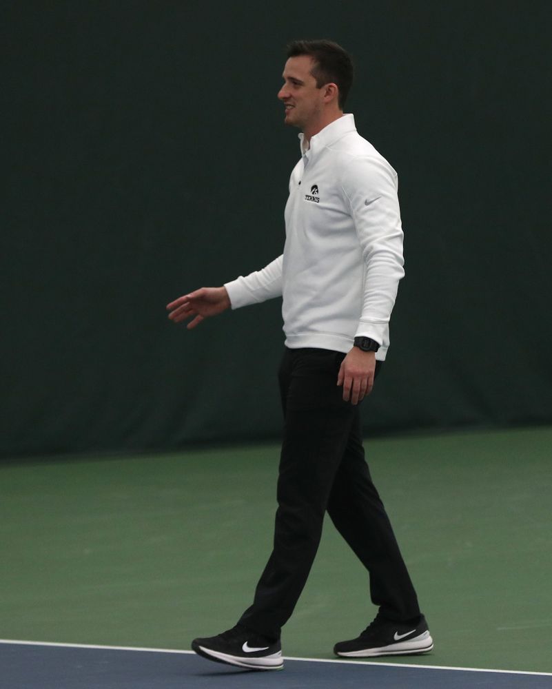 Iowa Hawkeyes assistant coach Joey Manilla against the Butler Bulldogs Sunday, January 27, 2019 at the Hawkeye Tennis and Recreation Complex. (Brian Ray/hawkeyesports.com)