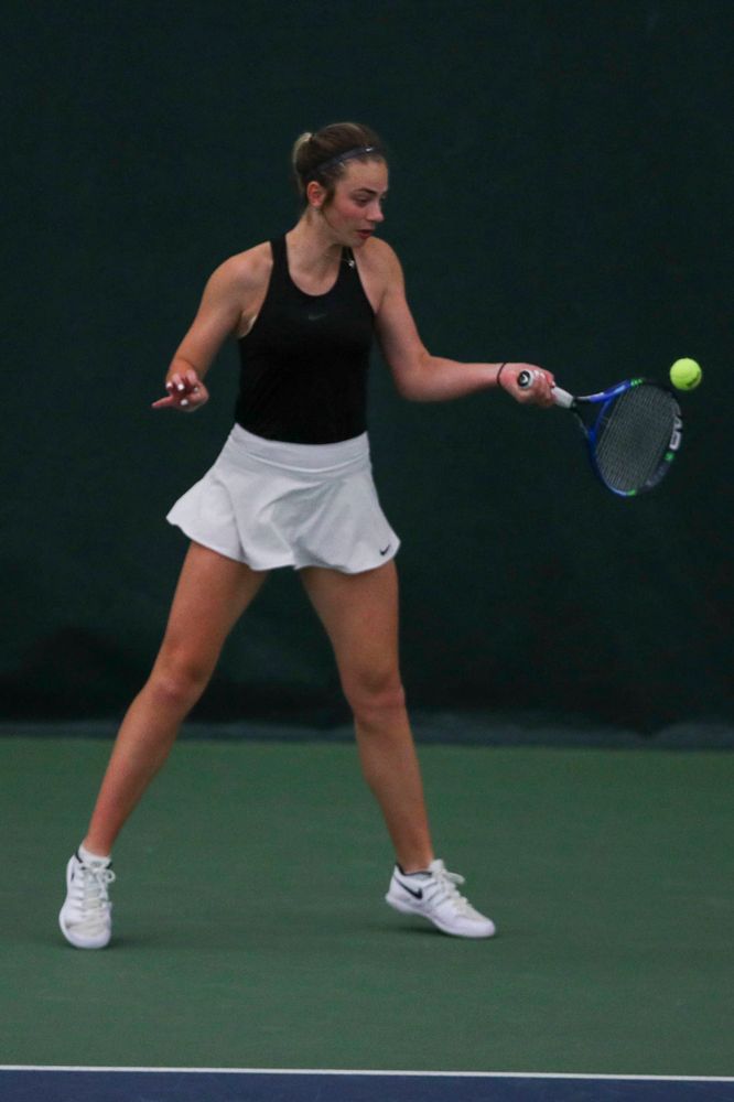IowaÕs Samantha Mannix at womenÕs tennis senior day vs Nebraska on Saturday, April 13, 2019 at the Hawkeye Tennis and Recreation Complex. (Lily Smith/hawkeyesports.com)