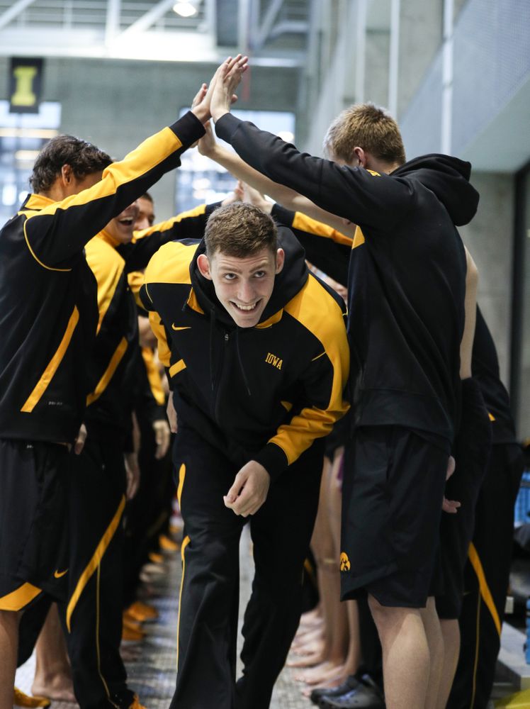 Jack Smith is introduced during senior day before a double dual against Wisconsin and Northwestern Saturday, January 19, 2019 at the Campus Recreation and Wellness Center. (Brian Ray/hawkeyesports.com)
