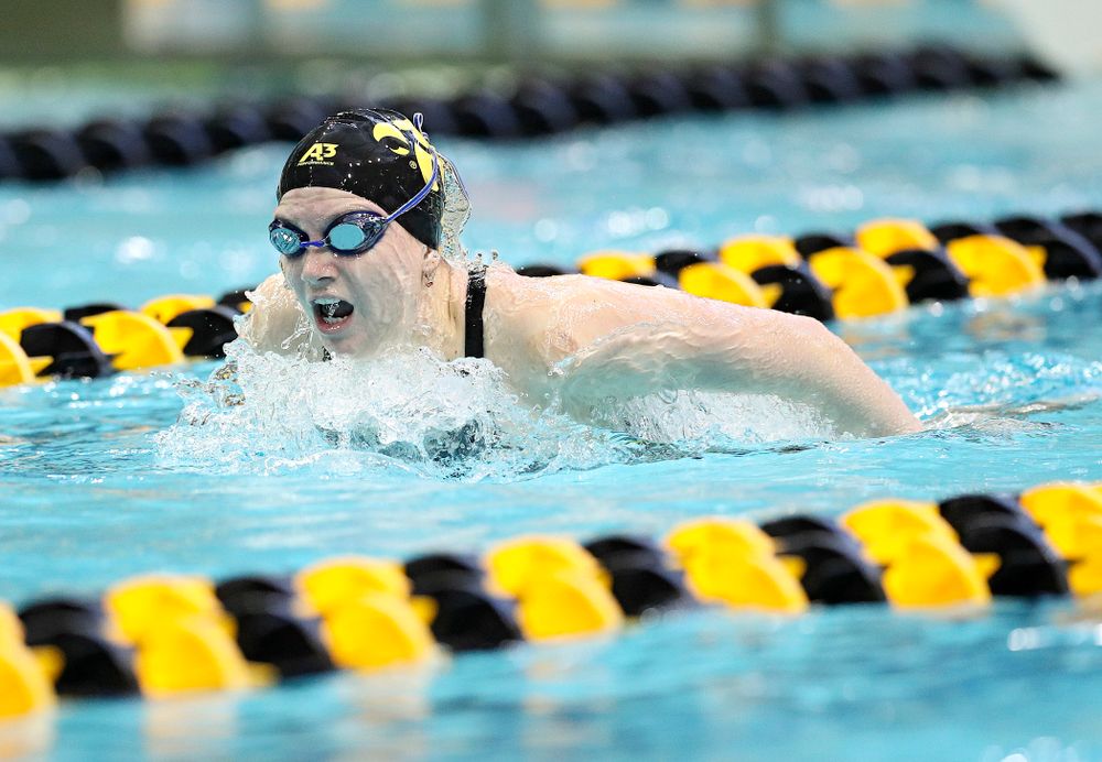 Iowa’s Anna Brooker swims the women’s 400 yard individual medley preliminary event during the 2020 Women’s Big Ten Swimming and Diving Championships at the Campus Recreation and Wellness Center in Iowa City on Friday, February 21, 2020. (Stephen Mally/hawkeyesports.com)