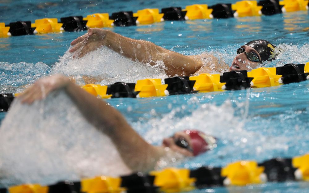 Iowa's Michael Tenney competes in the 400-yard individual medley during a meet against Michigan and Denver at the Campus Recreation and Wellness Center on November 3, 2018. (Tork Mason/hawkeyesports.com)
