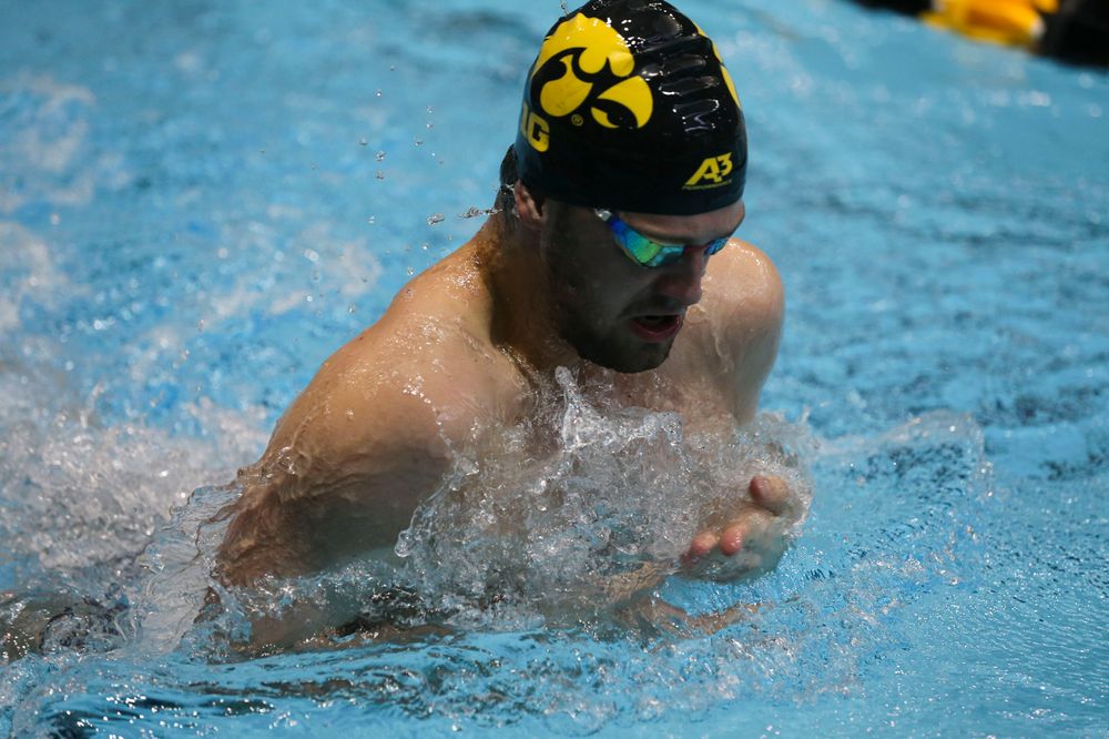 Iowa’s Caleb Babb during Iowa swim and dive vs Minnesota on Saturday, October 26, 2019 at the Campus Wellness and Recreation Center. (Lily Smith/hawkeyesports.com)