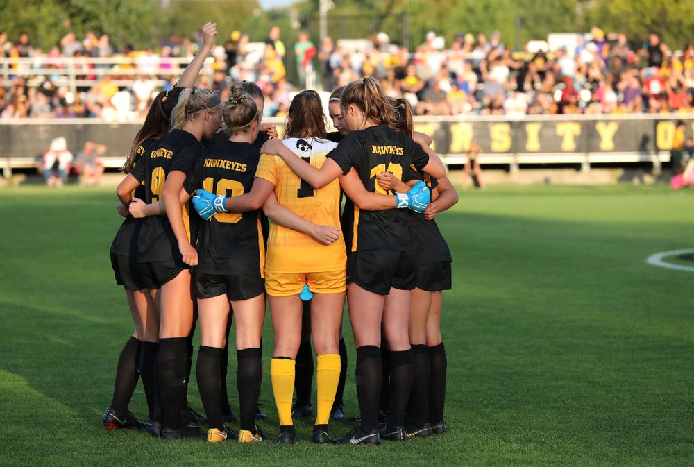 The Iowa Hawkeyes before their  2-1 victory over the Iowa State Cyclones Thursday, August 29, 2019 in the Iowa Corn Cy-Hawk series at the Iowa Soccer Complex. (Brian Ray/hawkeyesports.com)