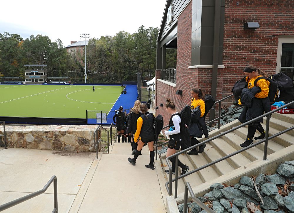 The Iowa Hawkeyes arrive for their practice at Karen Shelton Stadium in Chapel Hill, N.C. on Thursday, Nov 14, 2019. (Stephen Mally/hawkeyesports.com)