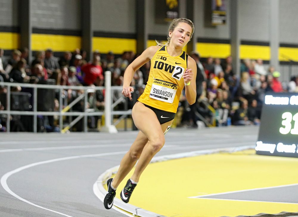 Iowa’s Addie Swanson runs the women’s 600 meter run event during the Jimmy Grant Invitational at the Recreation Building in Iowa City on Saturday, December 14, 2019. (Stephen Mally/hawkeyesports.com)