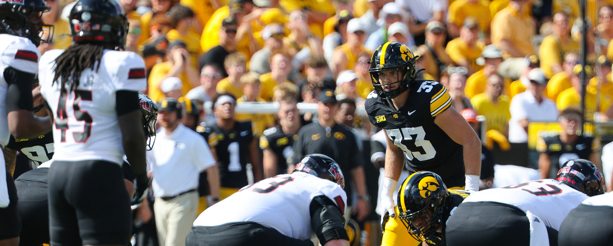 Cam Buffington gets ready before a snap.