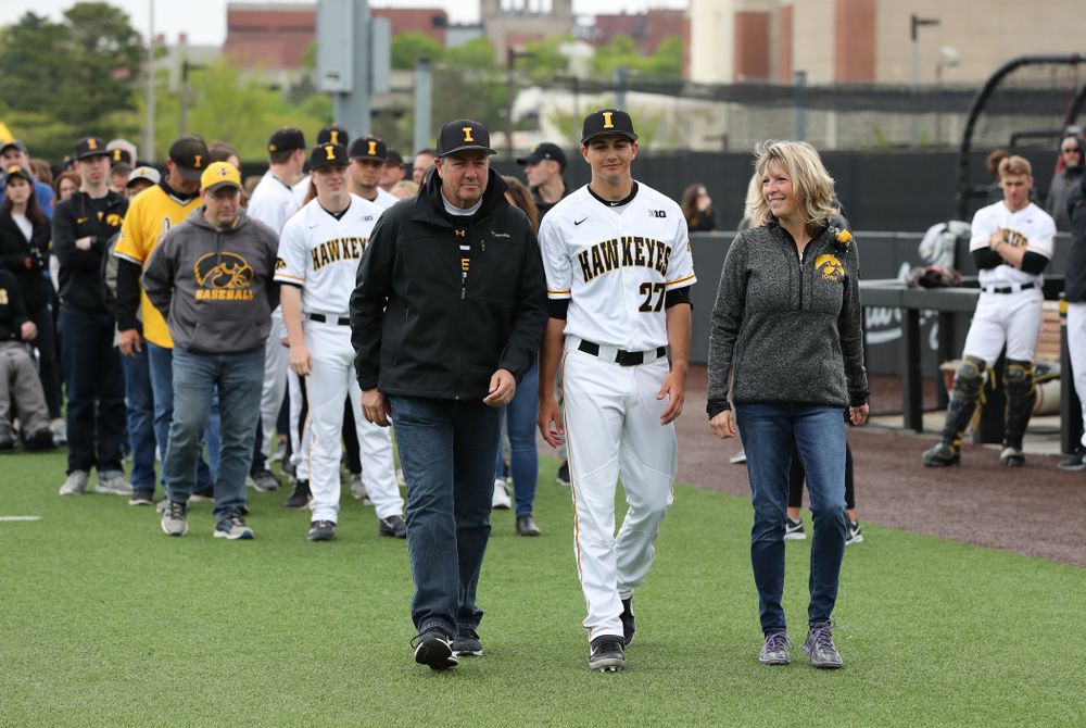 Iowa Hawkeyes Jason Foster (27) during senior day festivities before their game against Michigan State Sunday, May 12, 2019 at Duane Banks Field. (Brian Ray/hawkeyesports.com)