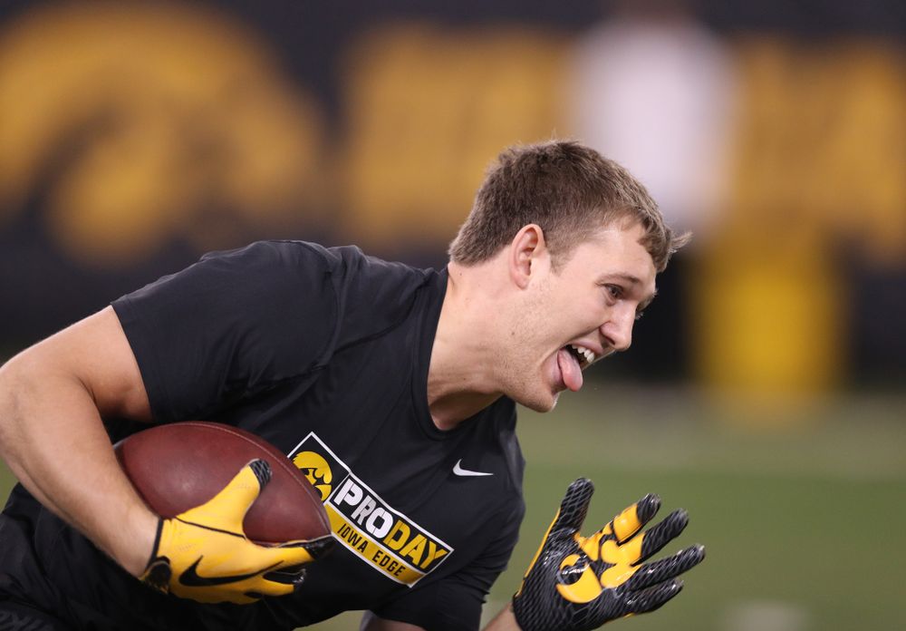 tight end T.J. Hockenson (38) during the teamÕs annual Pro Day Monday, March 25, 2019 at the Hansen Football Performance Center. (Brian Ray/hawkeyesports.com)