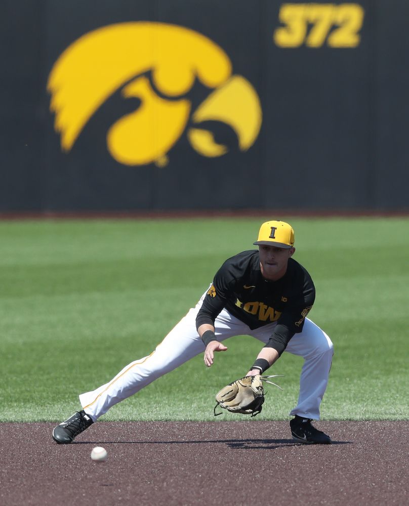 Iowa Hawkeyes Tanner Wetrich (16) during game two against UC Irvine Saturday, May 4, 2019 at Duane Banks Field. (Brian Ray/hawkeyesports.com)