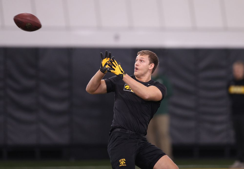 Iowa Hawkeyes tight end T.J. Hockenson (38) during the teamÕs annual Pro Day Monday, March 25, 2019 at the Hansen Football Performance Center. (Brian Ray/hawkeyesports.com)