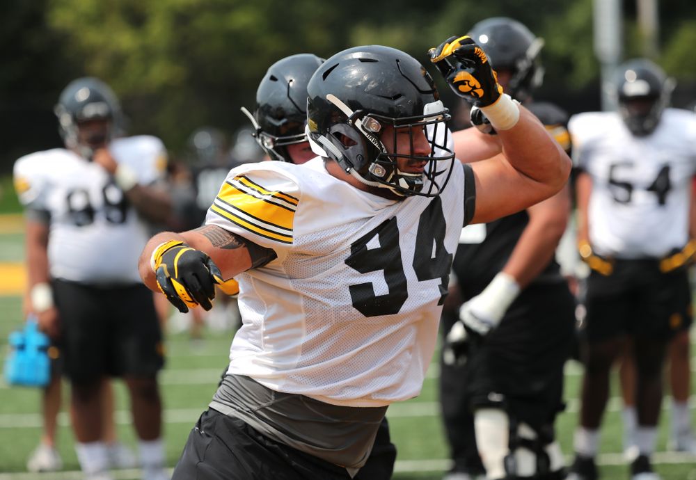 Iowa Hawkeyes defensive end A.J. Epenesa (94) during the third practice of fall camp Sunday, August 5, 2018 at the Kenyon Football Practice Facility. (Brian Ray/hawkeyesports.com)