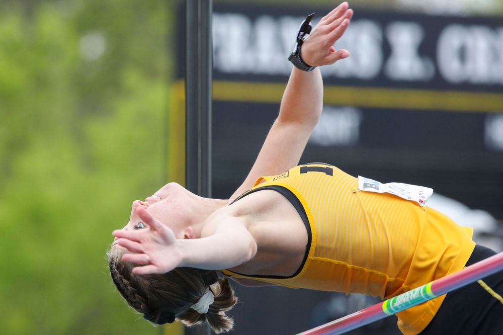 Iowa's Aubrianna Lantrip during women's high jump at Big Ten Outdoor Track and Field Championships at Francis X. Cretzmeyer Track on Sunday, May 12, 2019. (Lily Smith/hawkeyesports.com)