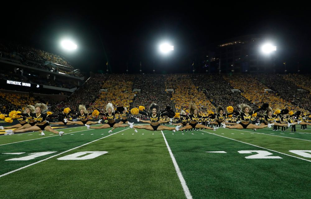 The Iowa Dance Team performs during the Iowa Hawkeyes game against the Wisconsin Badgers Saturday, September 22, 2018 at Kinnick Stadium. (Brian Ray/hawkeyesports.com)